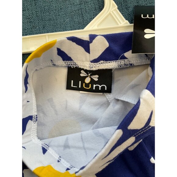 Llum Daisy Print Blue & White Leggings - Stretchy Cotton Blend Size 6 - Picture 5 of 6